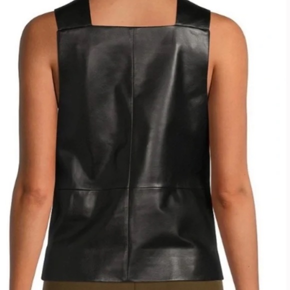 Antonio Melani Tobar Genuine Leather Twist Halter Neck Sleeveless Top. - Picture 5 of 11